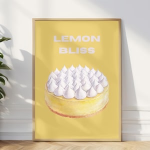Lemon Cheesecake Wall Art, Instant Download, Elegant Dessert Wall Art for Kitchen, Bakery Dessert Decor, Minimalist Cake Printable Art