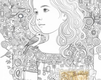 A colouring page inspired by Gustav Klimt