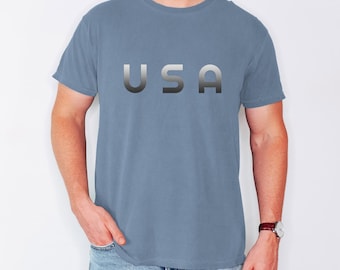 USA T-Shirt, Comfort Colors 100% Cotton, Minimalist Graphic Tee