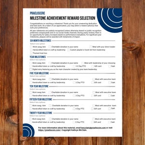 Milestone Achievement Reward Selection Template