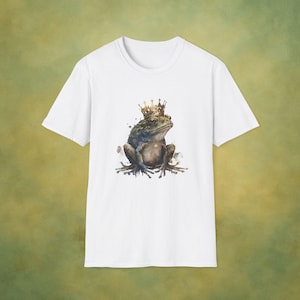 King Frog T-Shirt - Royal Frog Tee with Crown, Aesthetic Frog Shirt, Artistic Watercolor Design, Angels of Marble