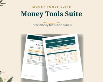 Utskrivbart budgetplanerarepaket för telefon och surfplatta, kalkylblad för skuldbetalning, fakturaspårning, månadsbudget i Excel + Google Sheets