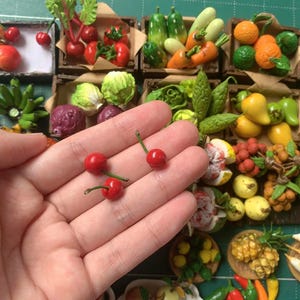 1:12 Miniatur Kirsche Obst Gemüse, Puppenhaus, Geschenk Geburtstag, Geschenk Mama, Miniaturen Obst Handarbeit