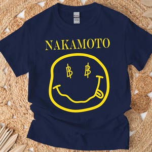 Nakamoto Shirt, Smiley Face Bitcoin Tshirt Cryptocurrency Tee