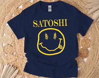 Chemise Satoshi Nakamoto, Smiley Face Bitcoin T-shirt T-shirt crypto-monnaie