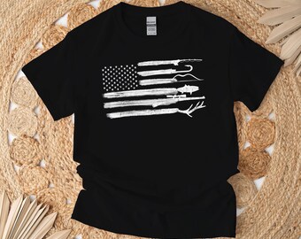 Fischen-Hemd, amerikanische Flagge Fischen und Jagd-T-Shirt
