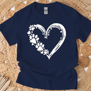 Paw Heart Shirt, Cozy Tshirt for Pet Lover, Cat Dog Lover Gift