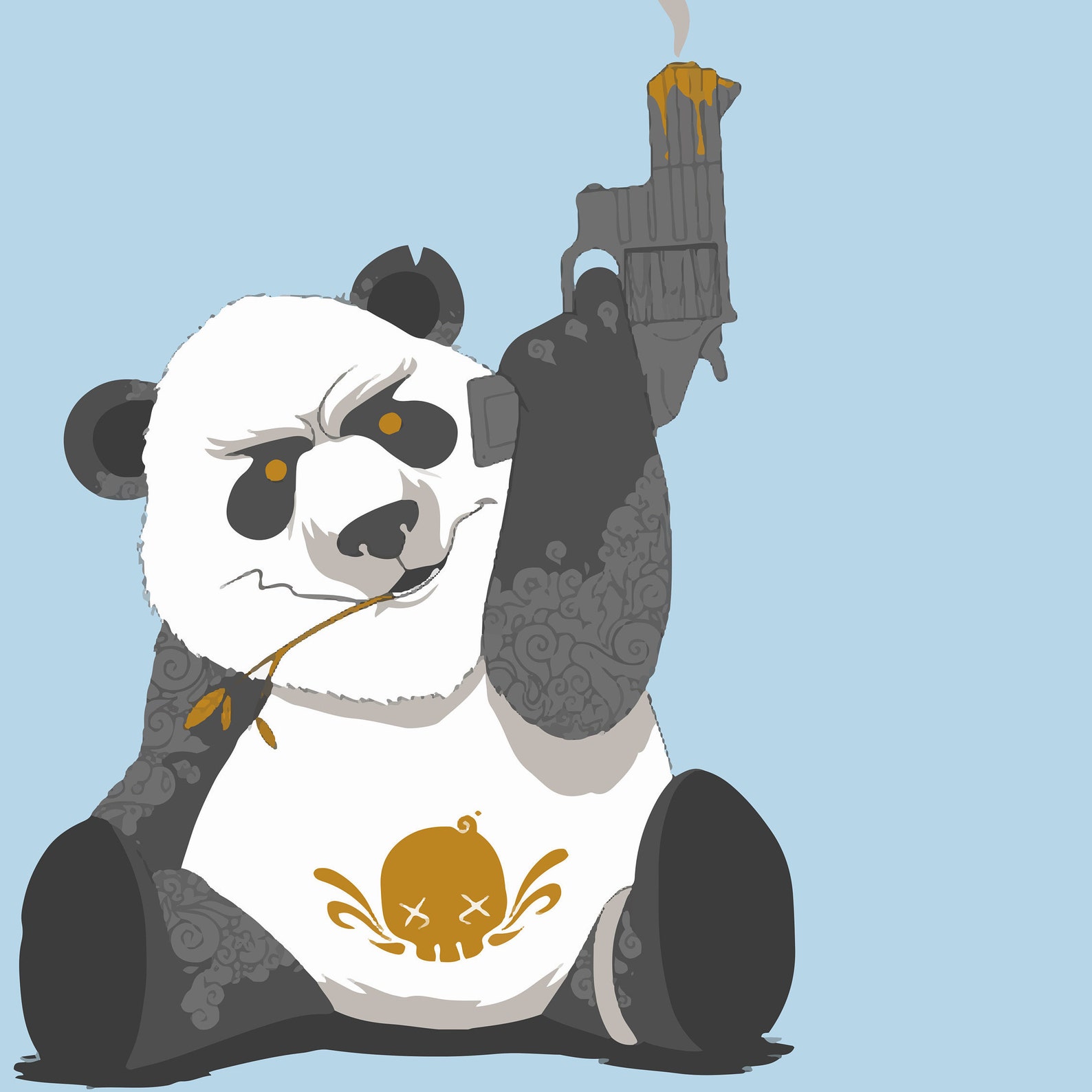 Panda Gun Pistol Shirt Gangsta Gangster Tattoo Smoke Graffiti | Etsy