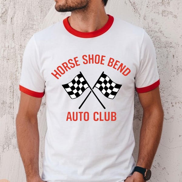 Horse Shoe Bend Auto Club Shirt Project Hail Mary, Cotton Red Ringer Tee, Ryan Gosling Wear Ringer Tee, Ryland Grace Sci-Fi Movie Fan Gifts