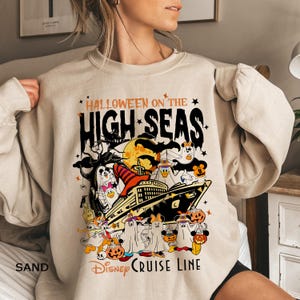 Vintage Halloween on The High Seas Png, Mouse & Friends Ghost Disniy Cruise Png, Halloween Family Cruise Vacation Png, Spooky Season Png