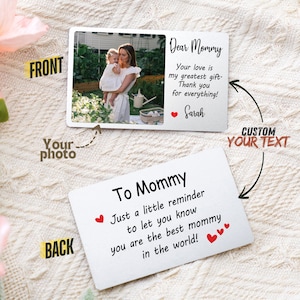 Personalised Metal Photo Wallet Card, Custom Picture Wallet Insert, Mother&#39;s Day Gifts, Anniversary Photo Gift, Photo Love Note Card Gifts