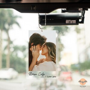 Personalized Photo Car Ornament Acrylic, Mirror Hanging Gift, Car Photo Hanger, First Car Gift,Custom Memorial Gift for Him, Car Accessories