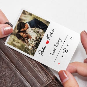 Personalised Wedding Anniversary Metal Photo Wallet Card, Picture Wallet Insert, Anniversary Photo Gift, Photo Love Note Card, Bday Gifts