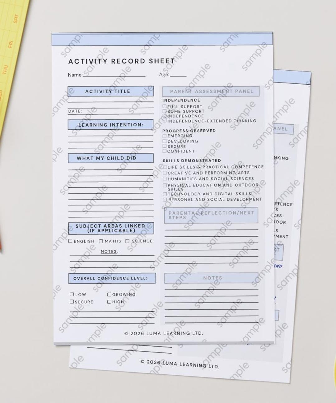 Printable Activity Record Sheet | Homeschool Learning Log With Example ...
