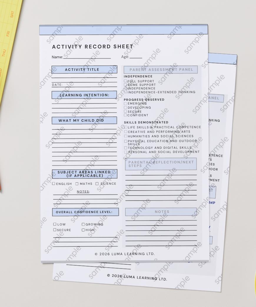 Printable Activity Record Sheet | Homeschool Learning Log With Example ...