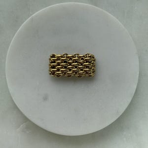 Hand-Assembled Chainmail Gold Ring, Stainless Steel Statement Band