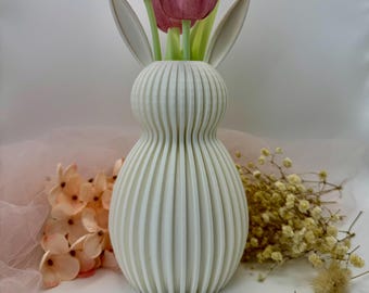 Vaso decorativo a forma di coniglio con orecchie di coniglio, personalizzabile e stampato individualmente in 3D