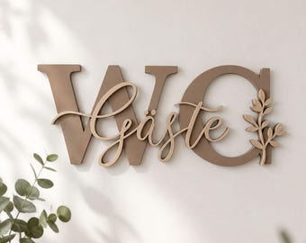 Aseo de invitados con pictograma de planta, impreso en 3D, personalizable e individual.
