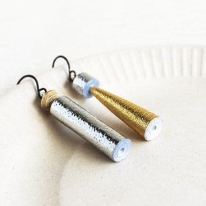 Opposites Attract Earrings Creative Valentine's Day Gift Asymmetrical Earrings Modern Mismatched Earrings Gold and Silver Jewelry image 2