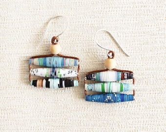 Travel Magazine Earrings • Sustainable Gift for Travel Lover • Fair Trade Jewelry • Traveler Gift • Recycled Earrings • Eco-friendly Jewelry