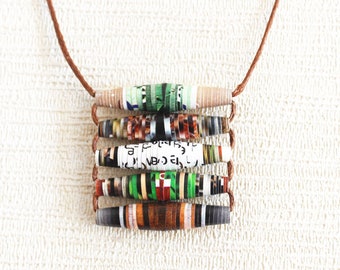 Garden Magazine Necklace • Earthy Jewelry • Boho Chic Necklace • Gift for Garden Lover • Eco Friendly Jewelry • Recycled Paper Bead Jewelry