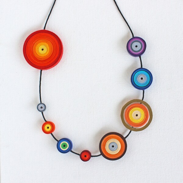 Solar System Necklace • Space Lover Gift • Quirky Science Gift • Sun And Planets Bold Celestial Necklace • Modern Colorful Jewelry