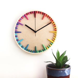 Rainbow Magic Wall Clock Colorful Bohemian Art Multicolor Spring Summer Home Decor House Warming Gift Modern Quirky Kids Room Decor image 1