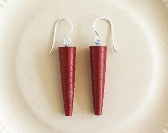 Wine Red Earrings • Maroon Earrings • Dark Red Earrings • Maroon Dangle Earrings • Spike Earrings • Deep Red Earrings • Valentine's Day Gift