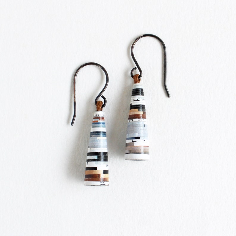 News Capsule Earrings Eco friendly Jewelry Gift for Journalist Funky Recycled Dangle Earrings Book Reader Gift Sustainable Jewelry image 2