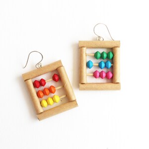 Mini Abacus Earrings Back to School Earrings Funky Earrings Creative Jewelry Quirky Earrings Gift for Maths Teacher Fun Jewelry image 2