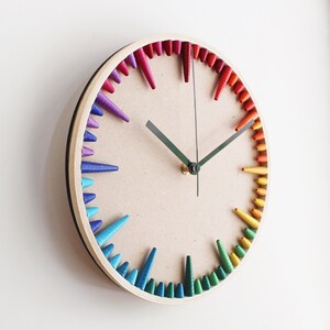 Rainbow Magic Wall Clock Colorful Bohemian Art Multicolor Spring Summer Home Decor House Warming Gift Modern Quirky Kids Room Decor image 4