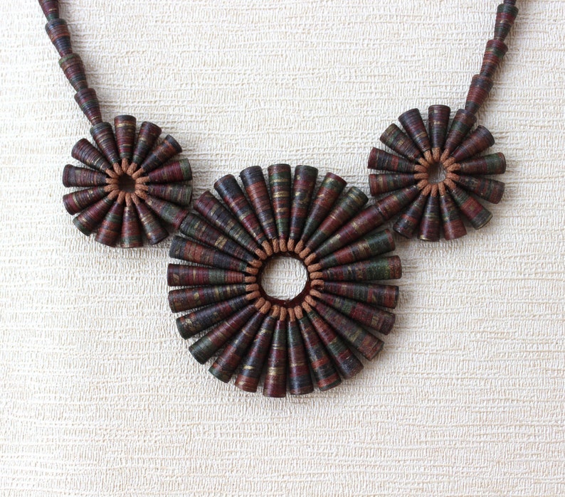 Rustic Treasure Necklace Brown Statement Necklace Unique Indian Jewelry First Wedding Anniversary Gift for Her Chunky Brown Necklace image 4