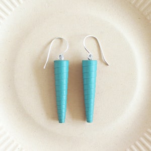 Turquoise Blue Earrings Fluorescent Blue Earrings Mint Blue Earrings Long Blue Earrings Turquoise Spike Earrings Dangle Earrings image 1