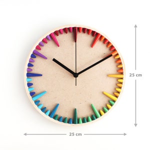 Rainbow Magic Wall Clock Colorful Bohemian Art Multicolor Spring Summer Home Decor House Warming Gift Modern Quirky Kids Room Decor image 3