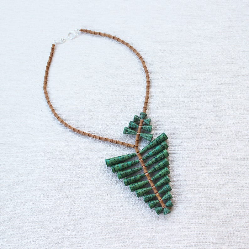 Tropical Fern Necklace Leaf Shaped Spring Necklace First Anniversary Gift Bold Chunky Large Statement Jewelry Gift for Nature Lover image 3