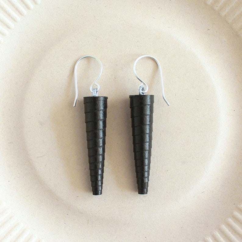 Black Earrings Black Drop Earrings Black Spike Earrings Long Black Dangle Earrings Black Color Earrings Simple Black Earrings image 1