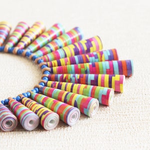 Candy Stripes Necklace Multicolor Necklace Colorful Statement Necklace Birthday Gift for Friend Fun Jewelry Long Beaded Necklace image 1
