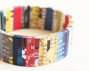 Exotic Newspaper Bracelet • Sustainable Jewelry • Colorful Jewelry • Boho Jewelry • Recycled Jewelry • 1st Anniversary Gift • Creative Gift