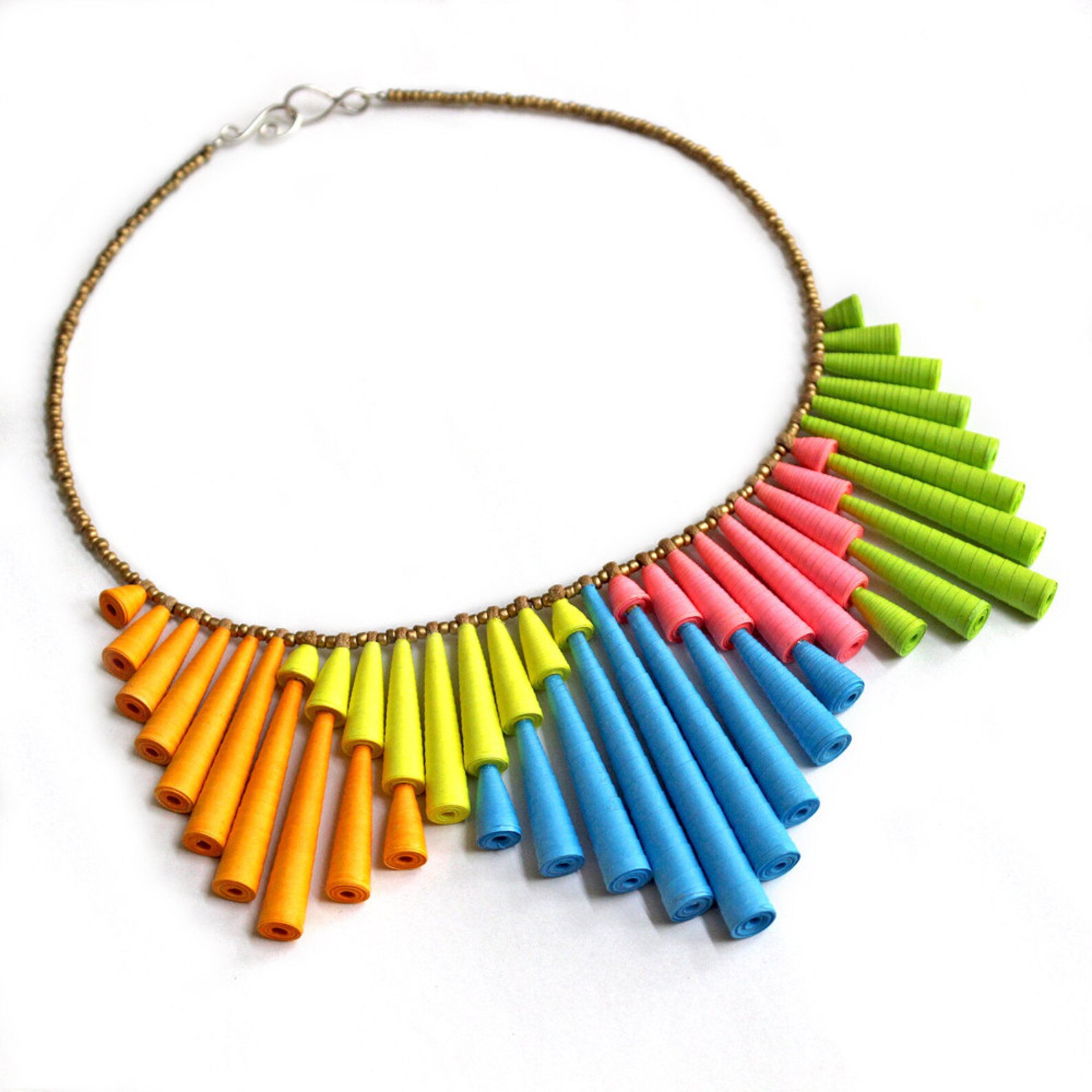 Splashy Neon Necklace Geometric Bib Necklace Gift for Fashionista