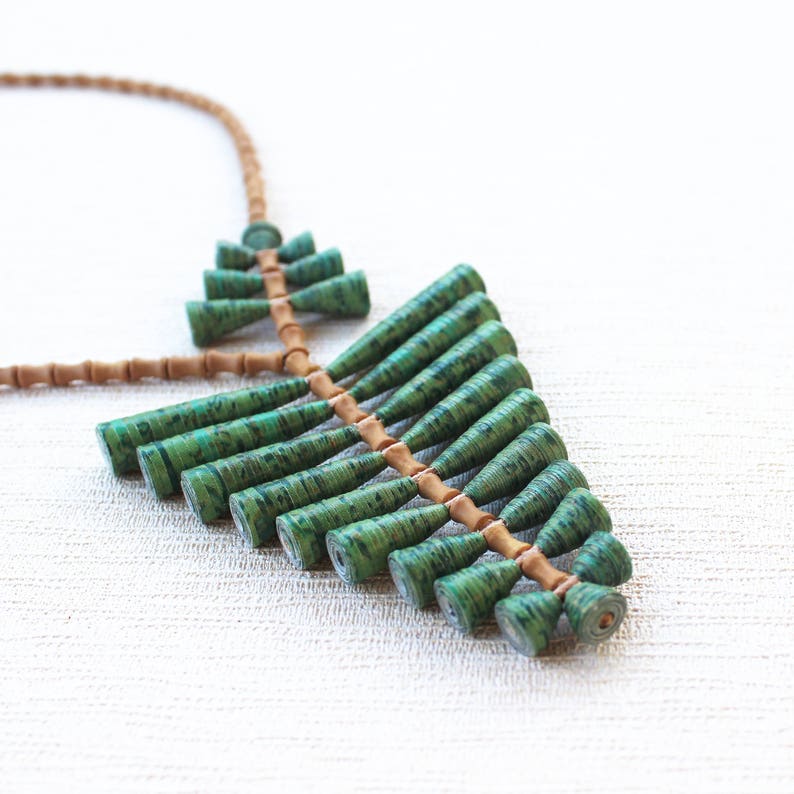 Tropical Fern Necklace Leaf Shaped Spring Necklace First Anniversary Gift Bold Chunky Large Statement Jewelry Gift for Nature Lover image 2