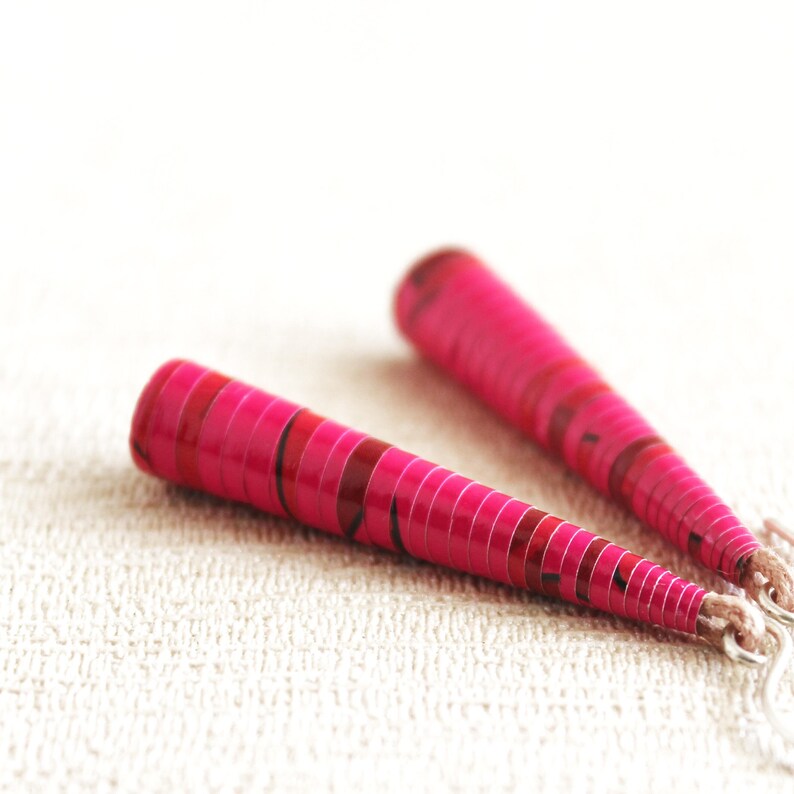 Beetroot Pink Earrings Unique Dangle Earrings Flashy Jewelry Special Gift for Girlfriend Pink Statement Earrings Bold Earrings image 1