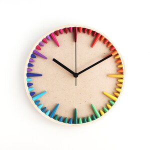 Rainbow Magic Wall Clock Colorful Bohemian Art Multicolor Spring Summer Home Decor House Warming Gift Modern Quirky Kids Room Decor image 2