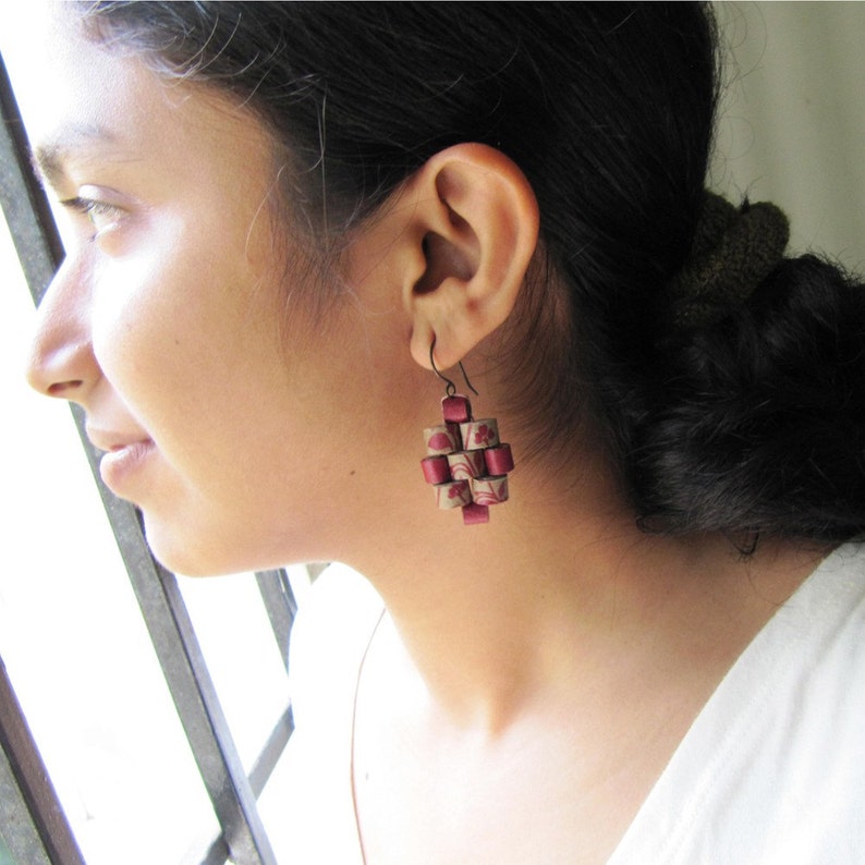 Plum Blossom Earrings Boho Drop Earrings 1st Anniversary Etsy