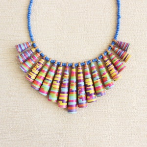 Candy Stripes Necklace Multicolor Necklace Colorful Statement Necklace Birthday Gift for Friend Fun Jewelry Long Beaded Necklace image 2