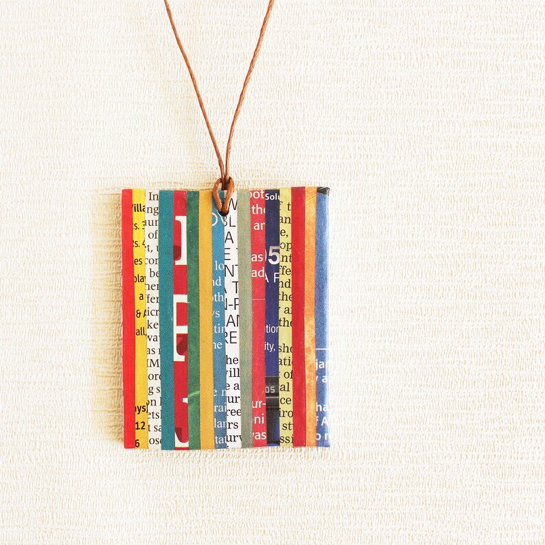 Exotic Newspaper Necklace Recycled Jewelry Geek Gift Etsy