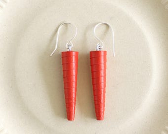 Coral Red Earrings • Drop Earrings • Bright Red Earrings • Tomato Red Statement Earrings • Long Red Dangle Earrings • Valentine's Day Gift