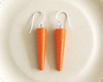 Spanish Orange Earrings • Dark Orange Earrings • Orange Statement Earrings • Neon Orange Earrings • Red Orange Earrings • Cone Earrings