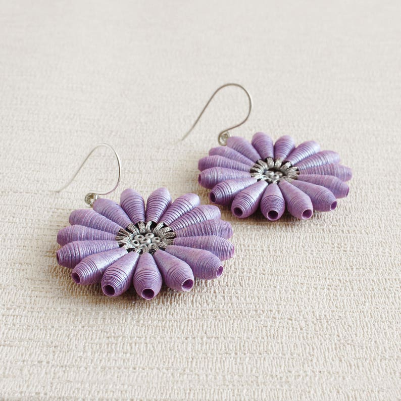 lilac statement earrings