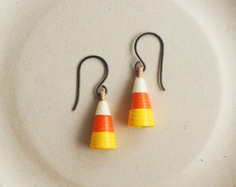Candy Corn Earrings • Cute Playful Earrings • Funky Jewelry • Unique Gift for Teenage Girl • Quirky Dangle Earrings • Autumn Fall Earrings