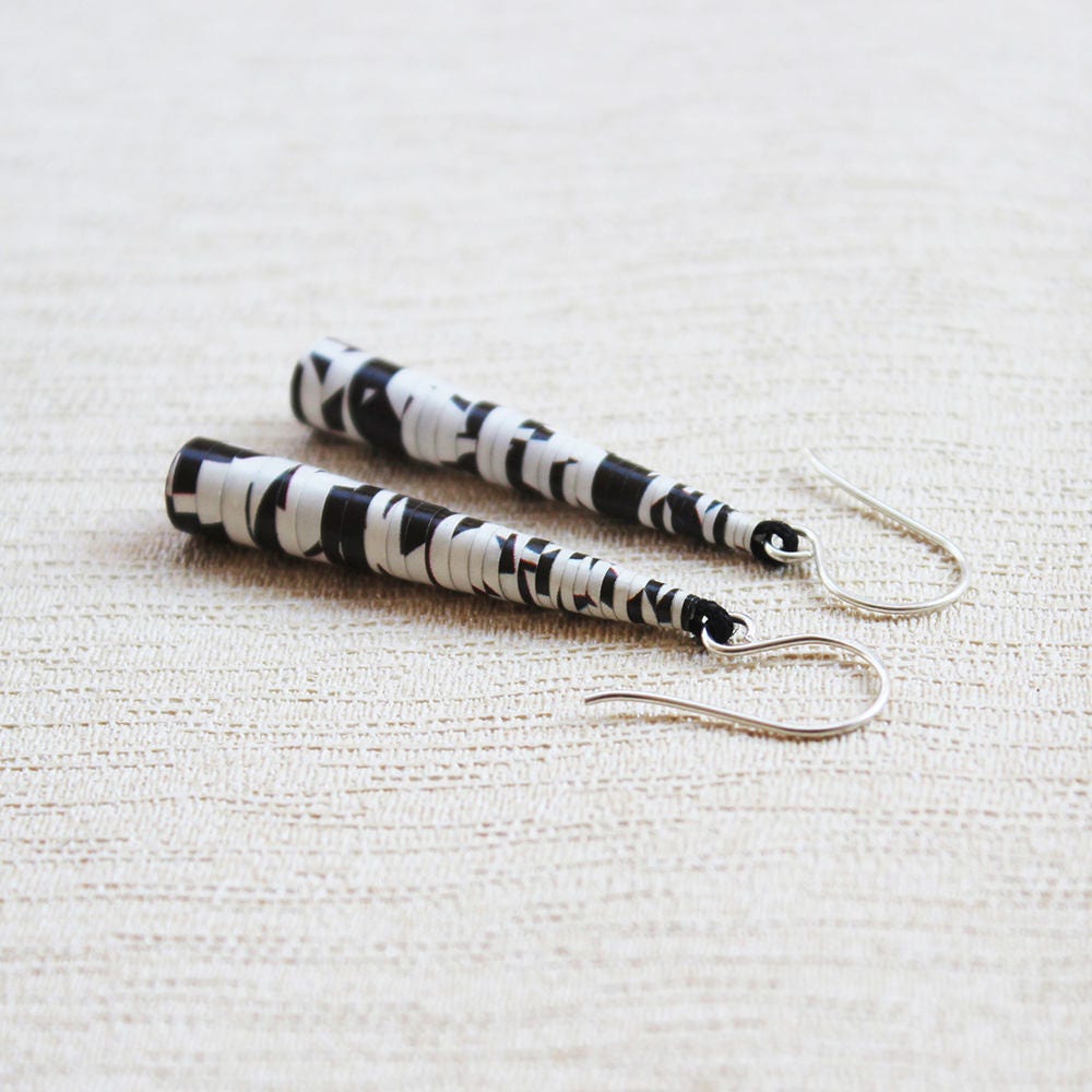 Crossword Puzzle Earrings Black and White Earrings First Anniversary